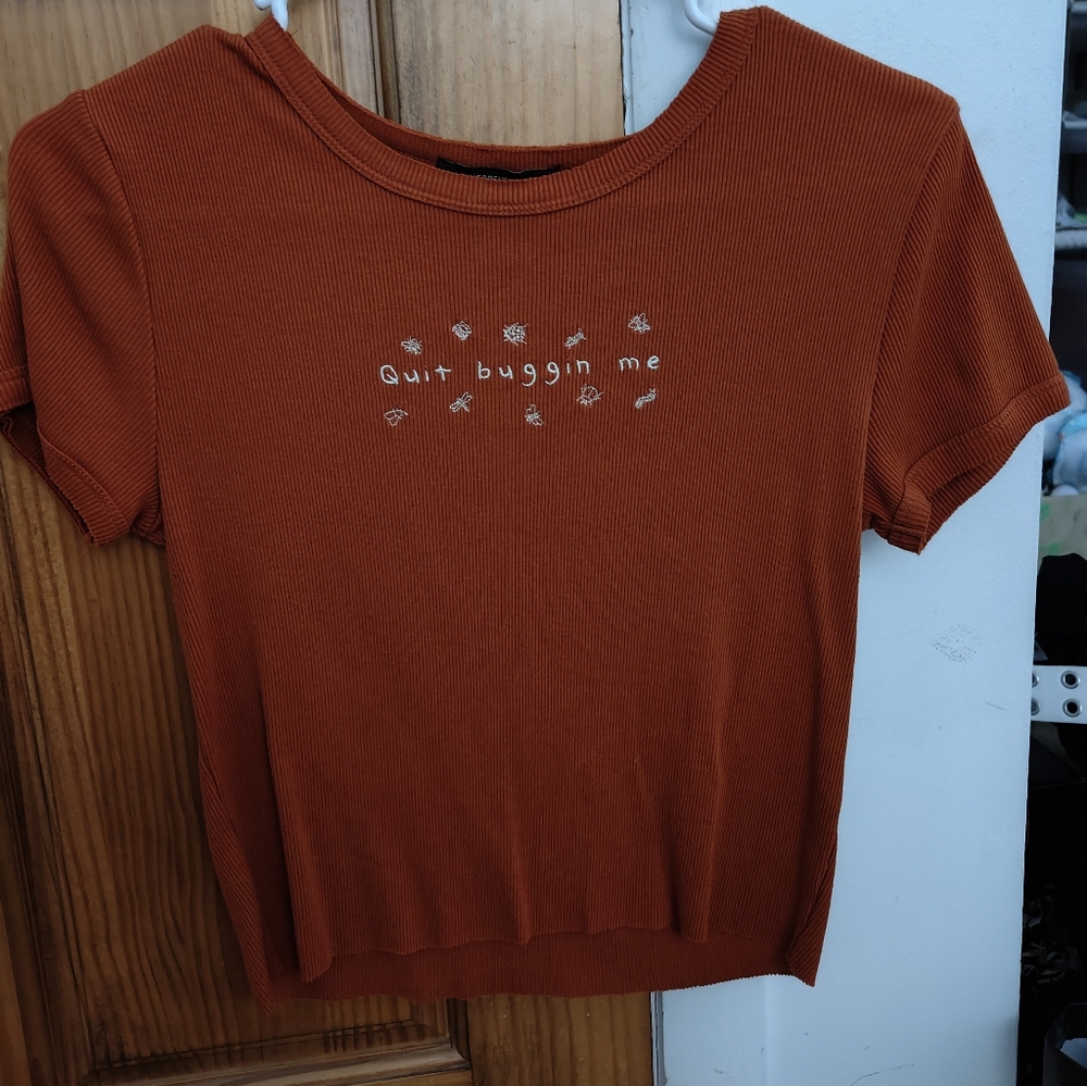 Embroidered Orange Crop Top